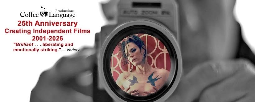 Poster for 'The Filmmaker' showing the lead character's face reflected in a camera lens.
